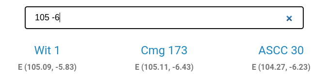 Equatorial coordinates based search